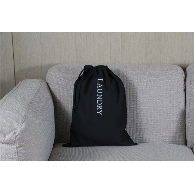 Black Laundry Bag with white Embroidery