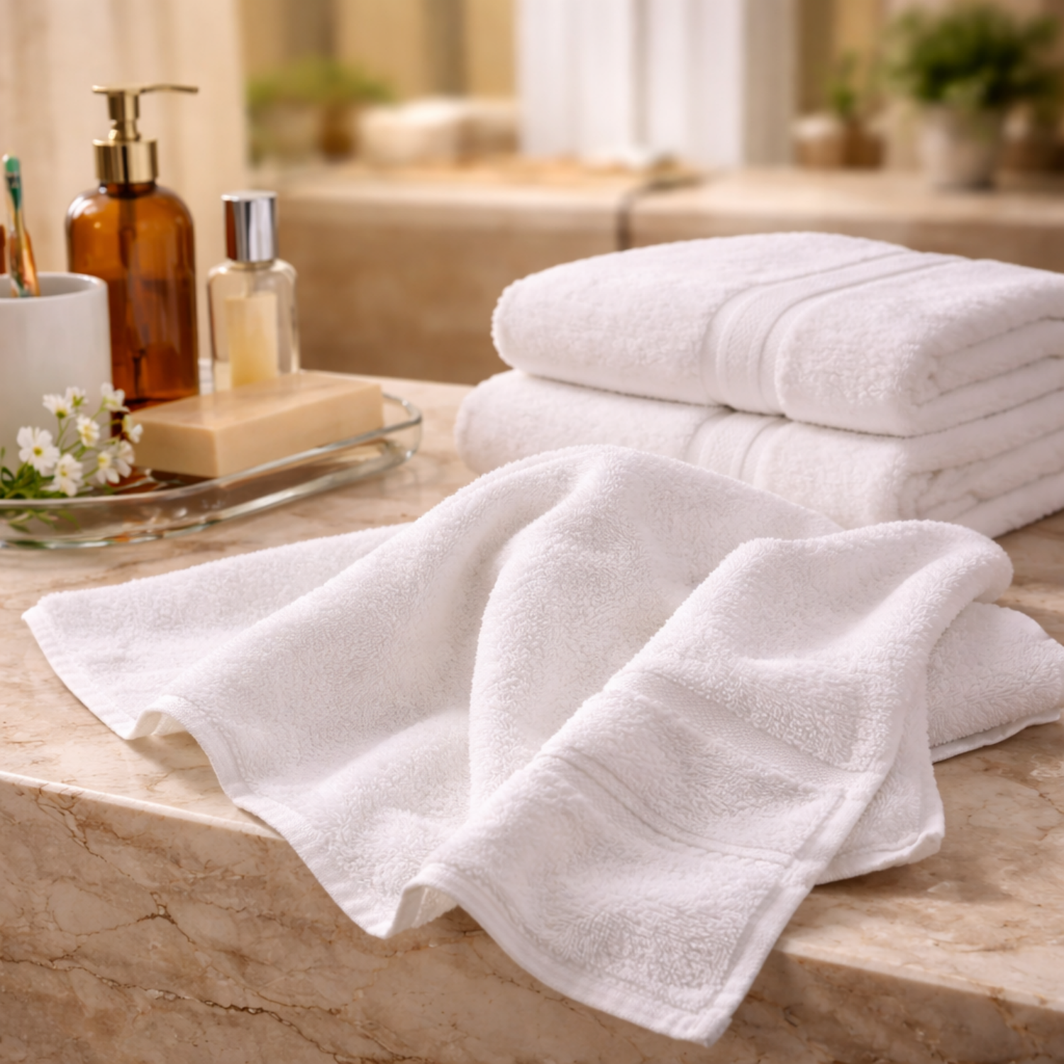 100% Cotton Hotel Towels Soft, Absorbent, and Durable for Hotel, SPA, and Resort Use