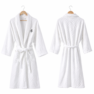 100% Cotton Jacquard Velour Hotel Bathrobe with Shawl Collar for Hotel and Resort