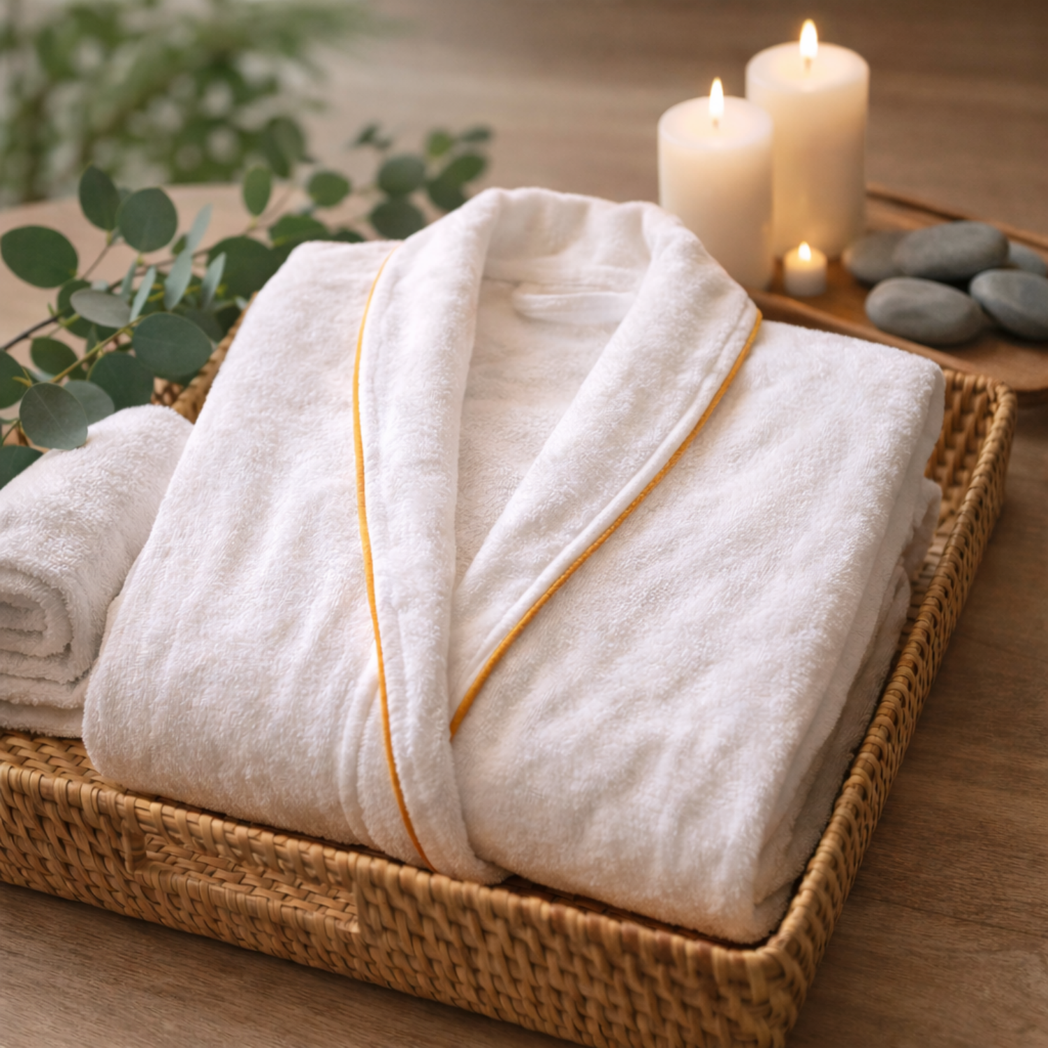 Hotel Bathrobe 100% Cotton Velour with Shawl Collar for Hotel Resort and SPA