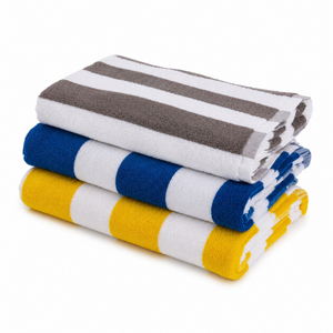 100% Cotton Striped Beach Towel Soft Absorbent for Hotel Resort Cruise