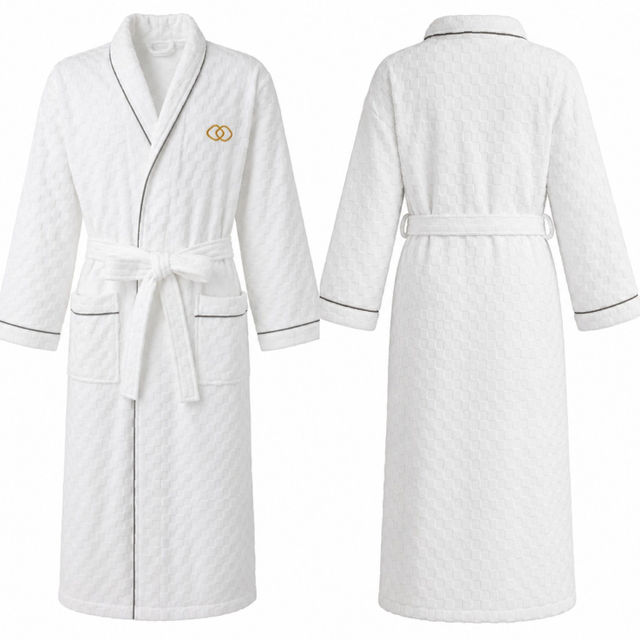 Luxury Hotel Bathrobe Shawl Collar Cotton Bathrobe with Embroidery Logo for Hotel Resort SPA