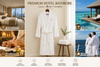 White Knitting Waffle Bathrobes Polycotton 280GSM Shawl Collar with Gold Embroidery Logo for Hotel Use