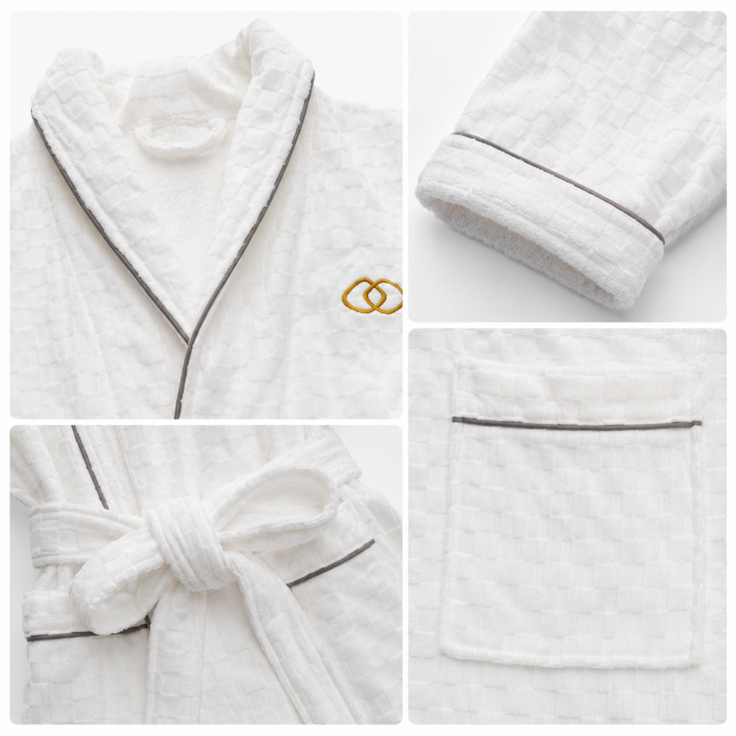 Luxury Hotel Bathrobe Shawl Collar Cotton Bathrobe with Embroidery Logo for Hotel Resort SPA